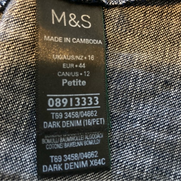 Marks & Spencer Black Denim Midi Skirt | Gathered Waist | Cotton & Linen Blend - Picture 3 of 10